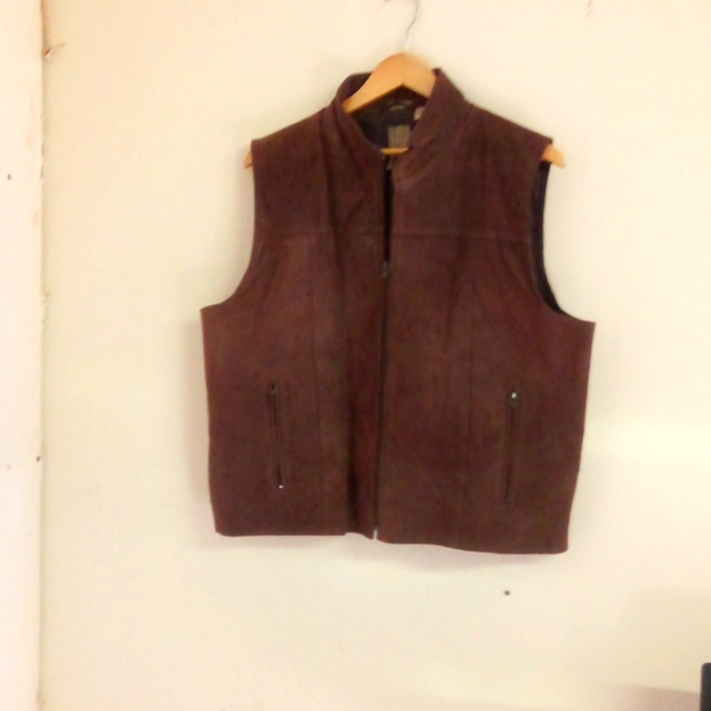DCC Missy Boho Brown Full Zip Suede Vest (XL)